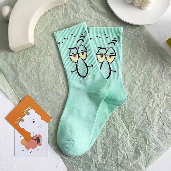 SpongeBob Squarepants Squidward Novelty Socks Unisex Adults Turquoise One Size - Picture 1 of 3